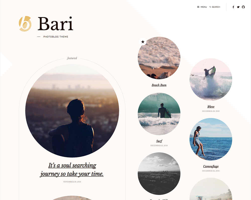 Bari: A WordPress Photoblog Theme desktop screenshot