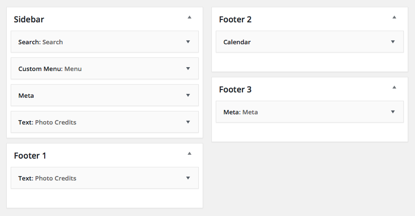 Cocina widget settings on the demo site.